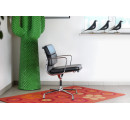 Vitra Soft Pad Chair EA 207 – Leder schwarz, verchromt, nicht drehbar