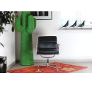 Vitra Soft Pad Chair EA 207 – Leder schwarz, verchromt, nicht drehbar