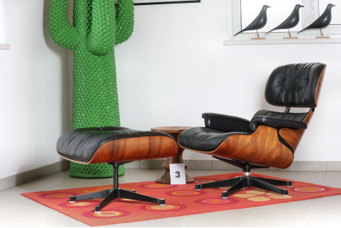 Charles & Ray Eames Lounge Chair mit Ottoman von Herman Miller – Palisander Originallack, Schwarz, ca. 1970 2