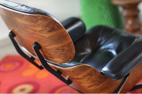 Charles & Ray Eames Lounge Chair mit Ottoman von Herman Miller – Palisander Originallack, Schwarz, ca. 1970