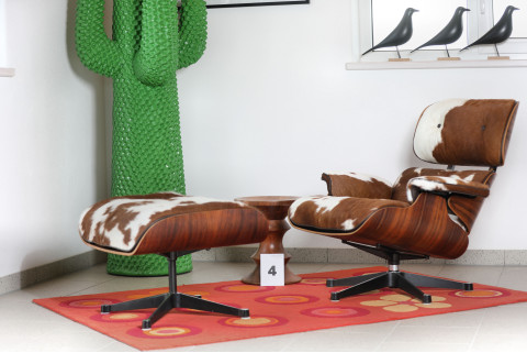 Charles & Ray Eames Lounge Chair mit Ottoman – Hermann Miller by Vitra, Palisander & Kuhfell, seltenes Unikat