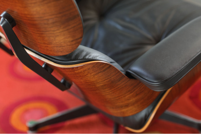 Charles & Ray Eames Lounge Chair mit Ottoman – Hermann Miller by Vitra, Palisander & Schwarzes Leder mit Patina, ca. 1970–1980