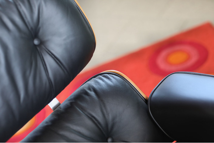 Charles & Ray Eames Lounge Chair mit Ottoman – Hermann Miller by Vitra, Palisander & Schwarzes Leder mit Patina, ca. 1970–1980