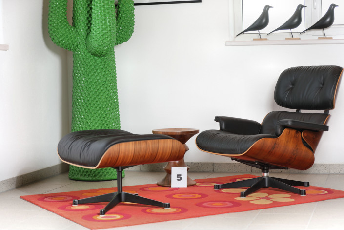 Charles & Ray Eames Lounge Chair mit Ottoman – Hermann Miller by Vitra, Palisander & Schwarzes Leder mit Patina, ca. 1970–1980